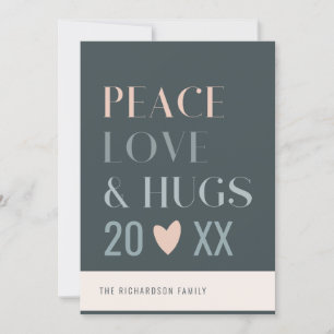 Pastel Scandi Blush Gray Peace Love & Hugs 2023 Holiday Card