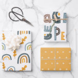 Pastel Scandi Rainbow Tree Text Peace Christmas Wrapping Paper Sheets<br><div class="desc">If you need any further customisation please feel free to message me on yellowfebstudio@gmail.com.</div>