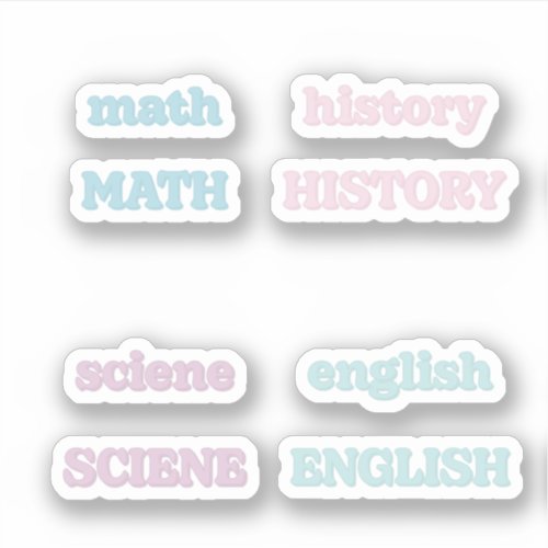 Pastel School Subjects Sticker 