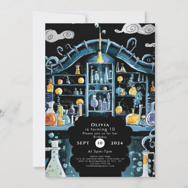 Pastel Science Experiment Scientist Birthday Invitation (Front)