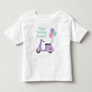 Pastel Scooter & Balloons Personalized T-shirt