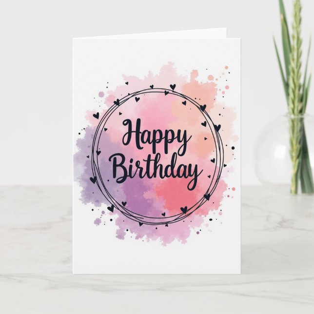 Pastel Script Birthday Card (Front)