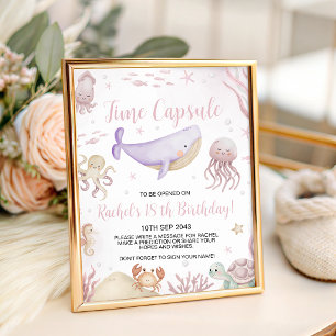Pastel Sea Animals Time Capsule Sign