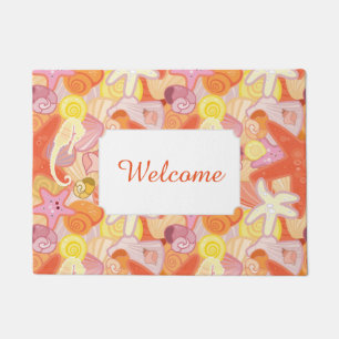 Pastel Sea Creature Pattern Add Your Text Doormat