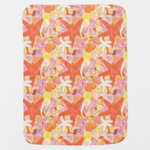 Pastel Sea Creature Pattern Baby Blanket