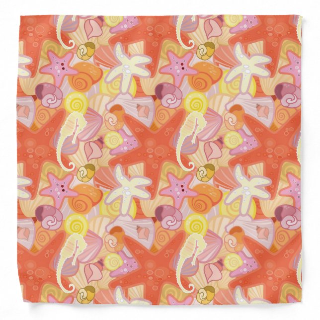 Pastel Sea Creature Pattern Bandana (Front)
