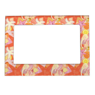 Pastel Sea Creature Pattern Magnetic Picture Frame