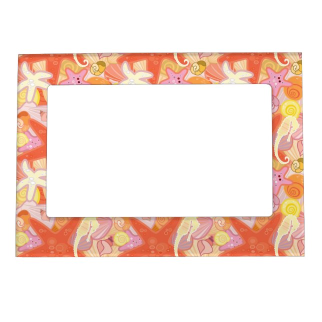 Pastel Sea Creature Pattern Magnetic Picture Frame (Front)