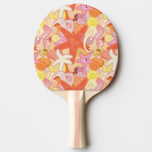 Pastel Sea Creature Pattern Ping-Pong Paddle (Front)