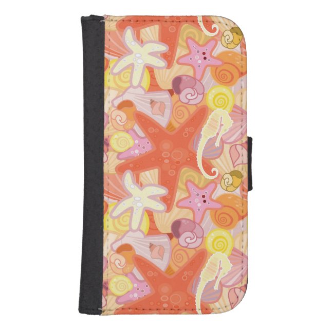 Pastel Sea Creature Pattern Samsung Galaxy Wallet Case (Front)