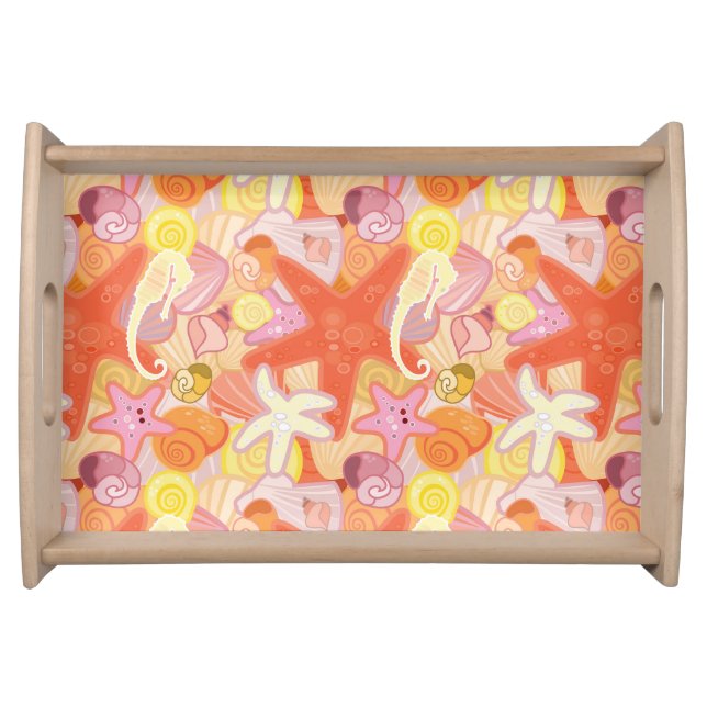 Pastel Sea Creature Pattern Serving Tray (Front)