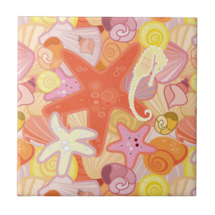 Pastel Sea Creature Pattern Tile