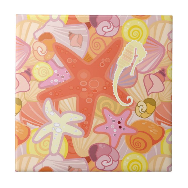 Pastel Sea Creature Pattern Tile (Front)