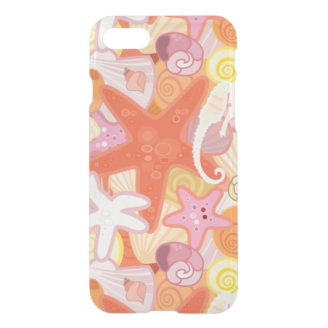 Pastel Sea Creature Pattern Uncommon iPhone Case (Back)