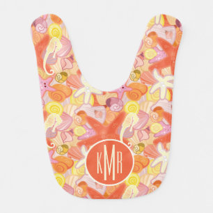 Pastel Sea Creatures Monogram Baby Bib