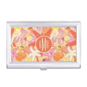 Pastel Sea Creatures   Monogram Business Card Holder