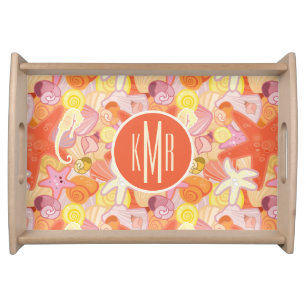 Pastel Sea Creatures Monogram Serving Tray