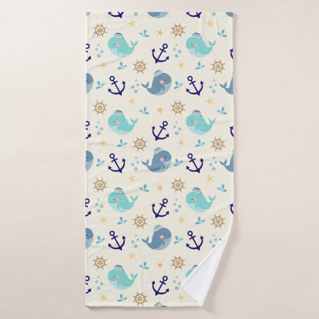 Pastel Sea Creatures – Ocean Towel Design (Bath Towel)