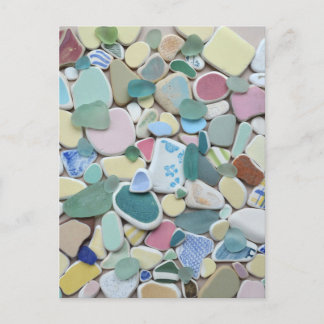 Pastel sea glass beach glass art photo pottery postcard