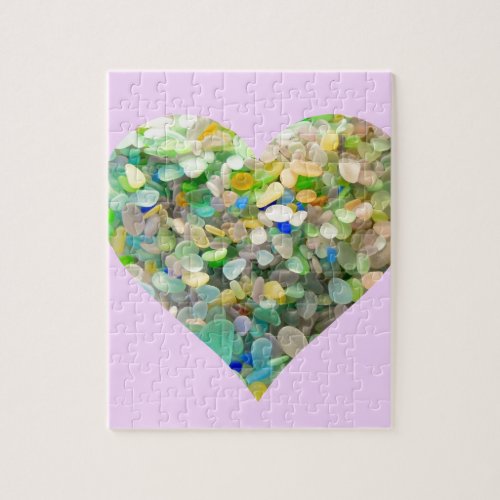Pastel Sea Glass Heart In Pink Jigsaw Puzzle