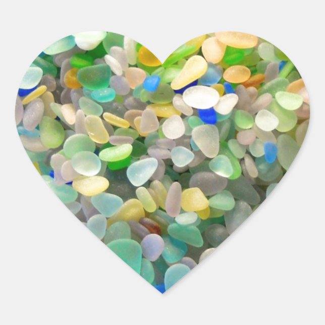 Pastel Sea Glass Heart In Pink Sticker (Front)