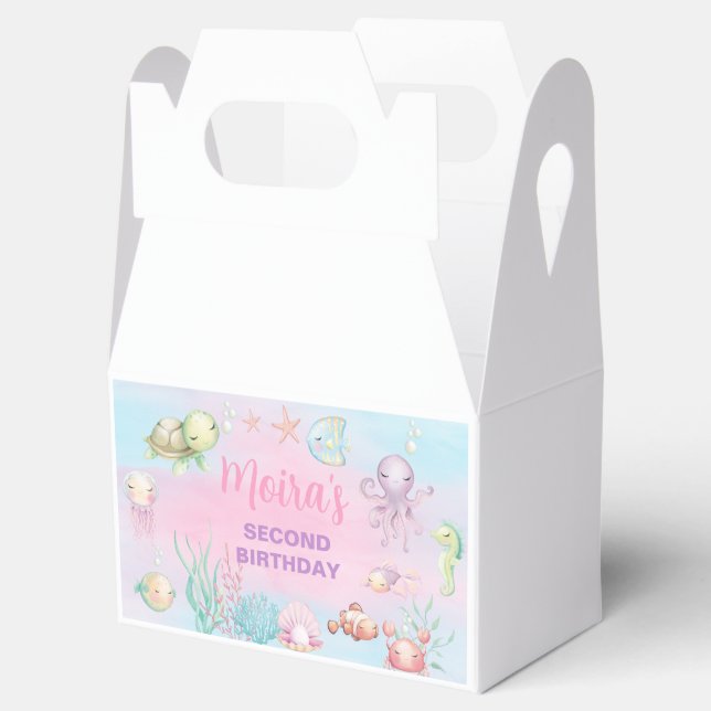 Pastel sea ocean  life girl birthday favor box. boxes (Opened)