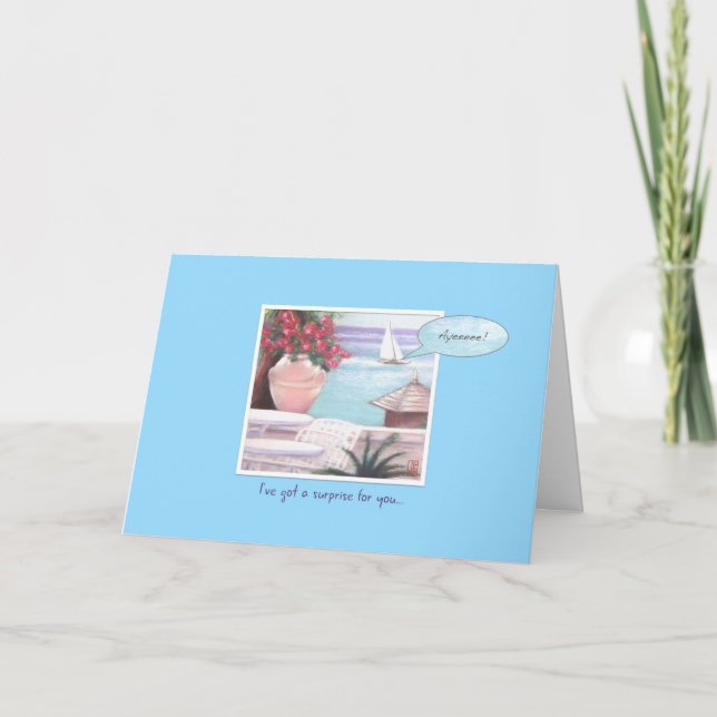 Pastel Sea & Sailboat Ayeeeee! Birthday Card (Front)