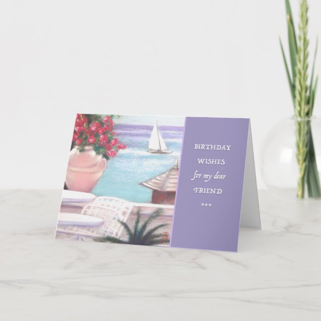 Pastel Sea & Sailboat Birthday Wishes Card (Front)