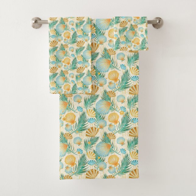 Pastel Sea Shells Bath Towel Set (Insitu)