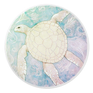 Pastel Sea Turtle Light Colorful Ocean Ceramic Knob