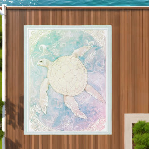 Pastel Sea Turtle Rug - Colorful Ocean Area Rug