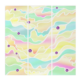 Pastel Seascape Stained Glass Abstract Triptych