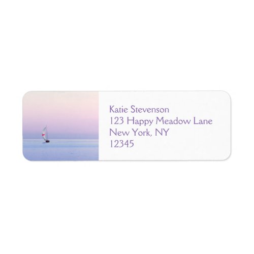 Pastel Seascape with a Sailboat Label