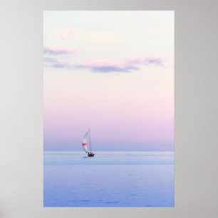 Pastel Seascape with a Sailboat Poster