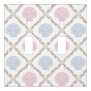Pastel Seashell Coastal Beach Lattice Pattern Light Switch Cover