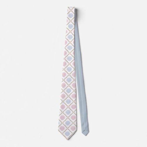 Pastel Seashell Coastal Beach Lattice Pattern Neck Tie