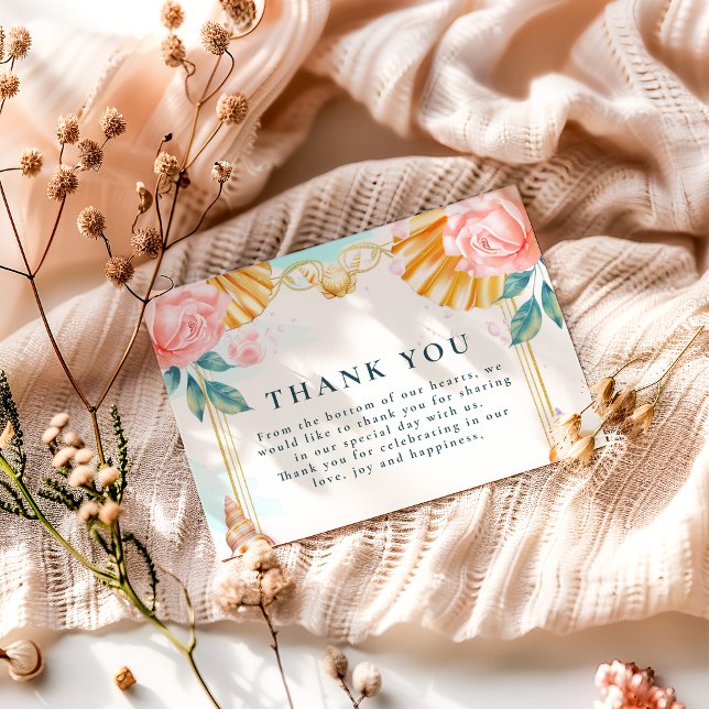 Pastel Seashell Coastal Waters Wedding Thank You Card (Creator Uploaded)