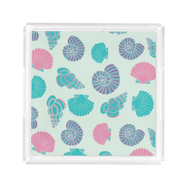 Pastel Seashell Pattern 1 Acrylic Tray (Front)