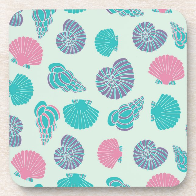 Pastel Seashell Pattern 1 Beverage Coaster (Front)