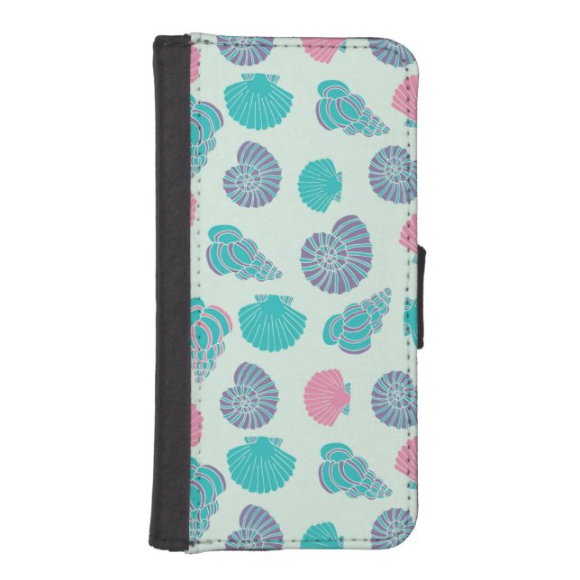 Pastel Seashell Pattern 1 iPhone Wallet Case (Front)