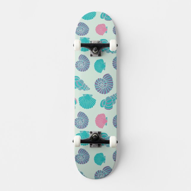 Pastel Seashell Pattern 1 Skateboard (Front)