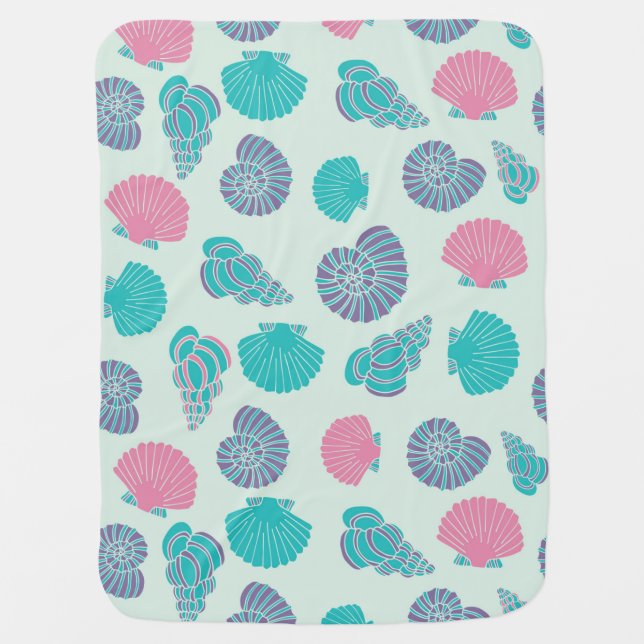Pastel Seashell Pattern 1 Stroller Blanket (Front)