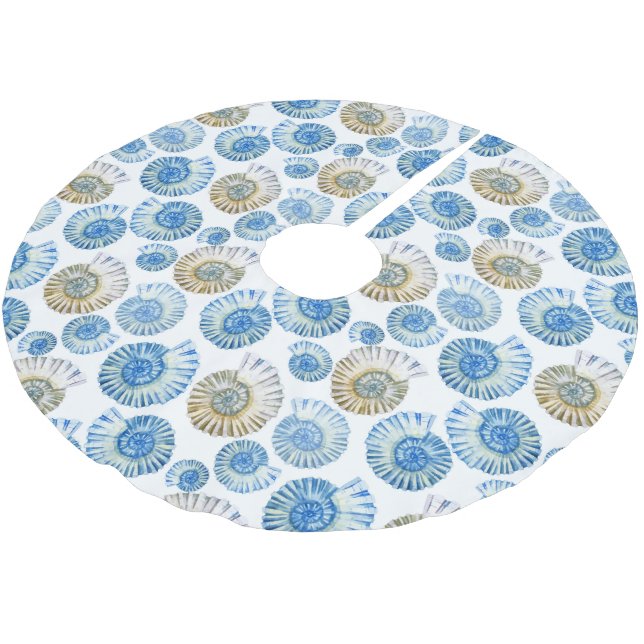 Pastel Seashell Pattern 2 Brushed Polyester Tree Skirt (Angled)