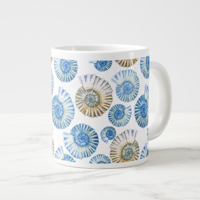 Pastel Seashell Pattern 2 Giant Coffee Mug (Front Right)