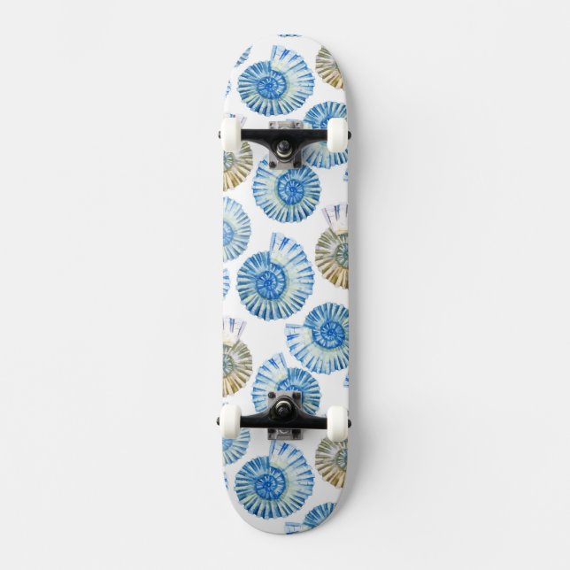 Pastel Seashell Pattern 2 Skateboard Deck (Front)
