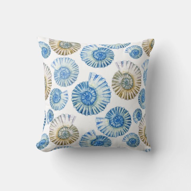 Pastel Seashell Pattern 2 Throw Pillow (Front)