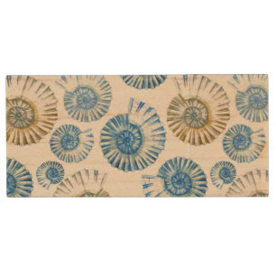 Pastel Seashell Pattern 2 Wood USB Flash Drive