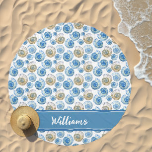 Pastel Seashell Pattern   Add Your Name Beach Towel