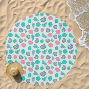 Pastel Seashell Pattern Beach Towel