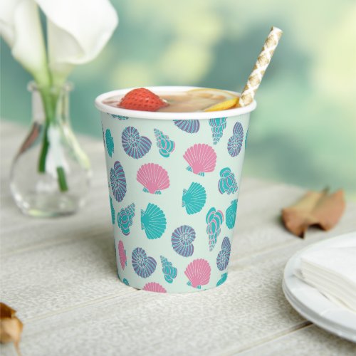 Pastel Seashell Pattern Paper Cups